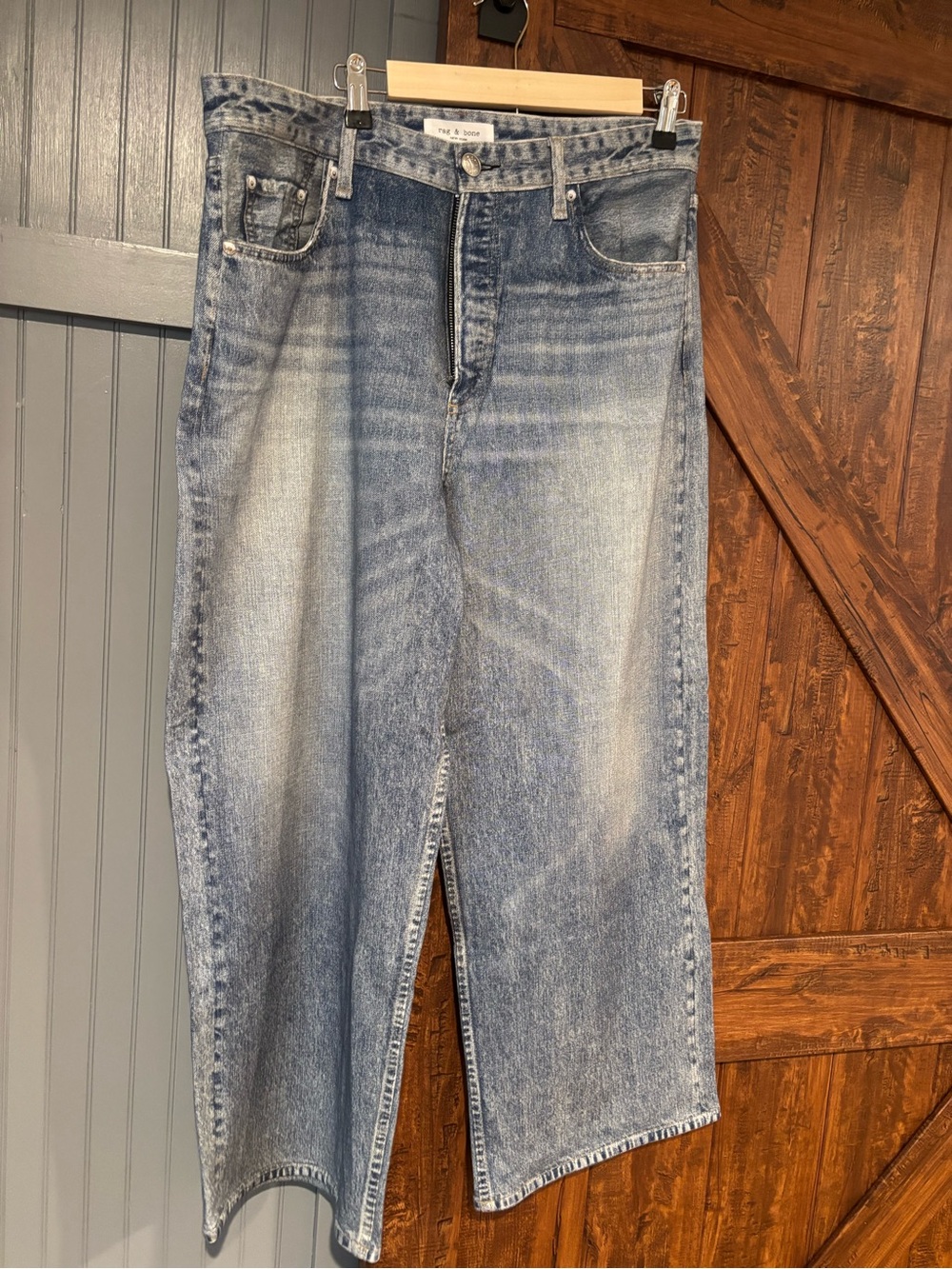 rag & bone Women's Wide Leg Washed Blue Jeans. Miramar Andi Wide Leg